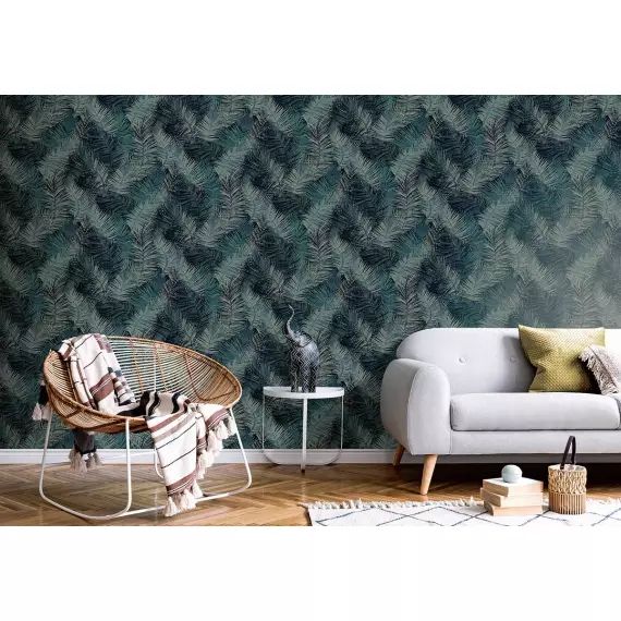 Papier peint tropical Palme bleue 53x1000cm