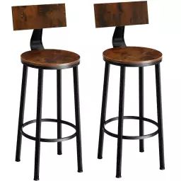 2 tabourets de bar poole bois foncé industriel