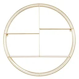 Étagère murale ronde en métal doré
