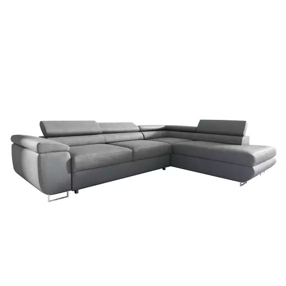Canapé d&rsquo;angle convertible droite 4 places gris clair