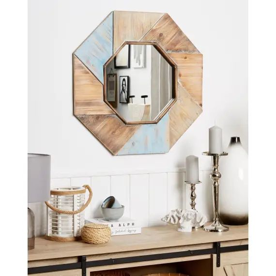 Miroir en bois solide multicolore 77×77