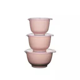 Ensemble saladiers en plastique rose pâle – Lot de 3