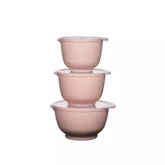 Ensemble saladiers en plastique rose pâle – Lot de 3