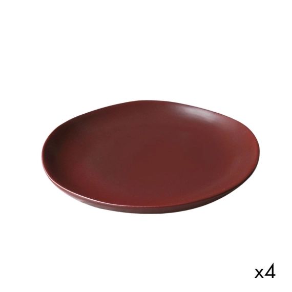 Set de 4 assiettes plates céramique  rouge