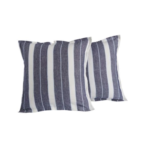 Lot de 2 taies d’oreiller lin/coton lavé Indigo 65×65