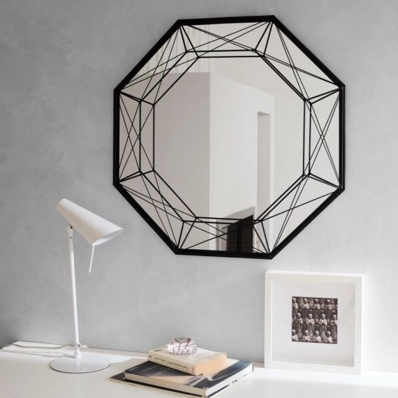 Miroir hexagonal Filaire octogonal noir, l.65 x H.65 cm