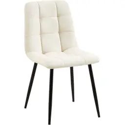 Chaise de salle à manger avec pieds en métal en tissu Crème