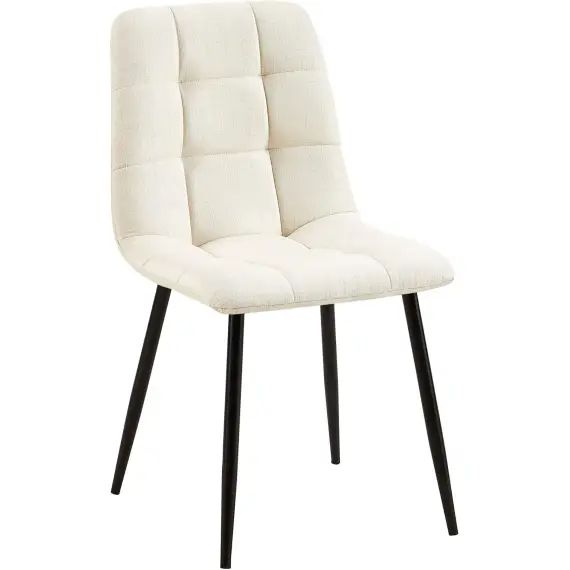 Chaise de salle à manger avec pieds en métal en tissu Crème