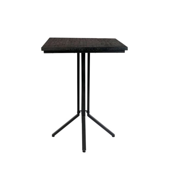 Maze – Table de bar carrée en bois et métal H110cm