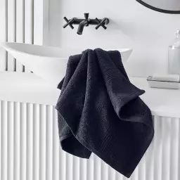Serviette de bain uni en coton bleu marine 50×90