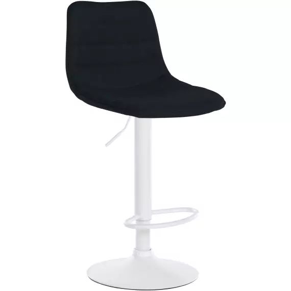 Tabouret de bar ajustable pivotant en tissu Noir