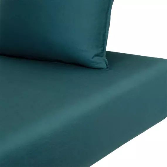 Drap housse en satin de coton lavé foret 140 x 200 cm