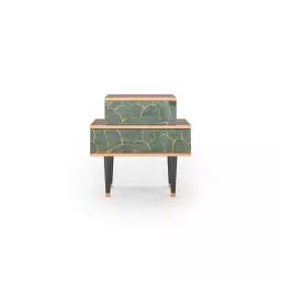 Table de chevet bleu-vert 2 tiroirs L 58 cm