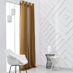 Rideau œillets en Viscose Marron 140×240 cm