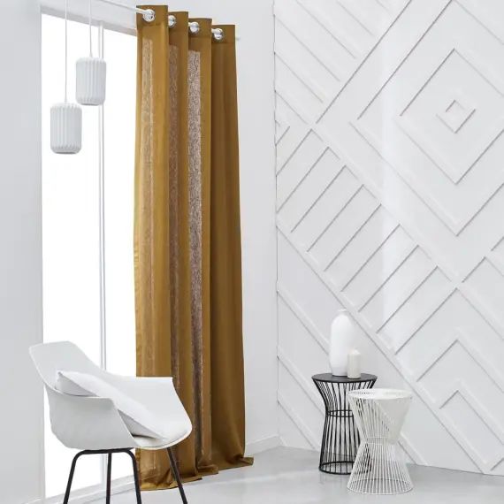 Rideau œillets en Viscose Marron 140×240 cm