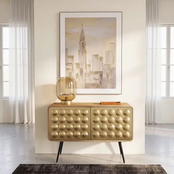 Buffet 2 portes en métal effet doré Gatsby