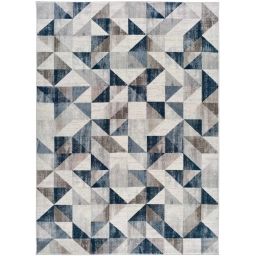 Tapis géométrique bleu et gris, 120X170 cm