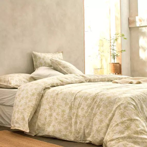 Housse de couette en percale de coton organic 140×200 cm jaune