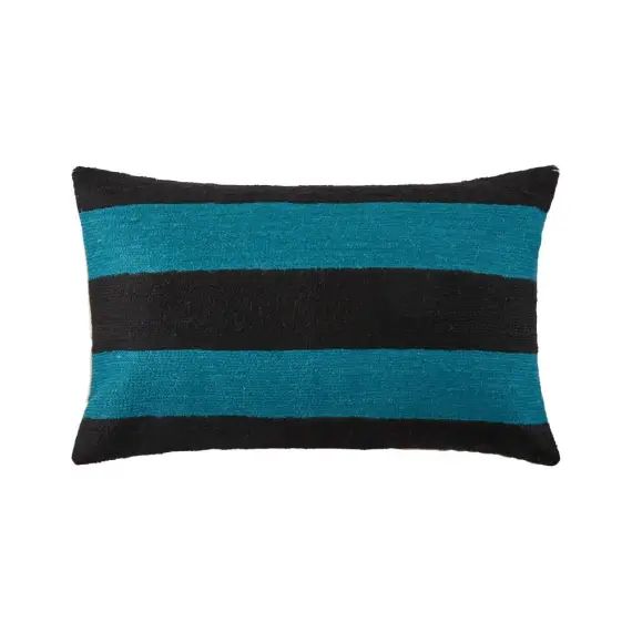 Housse de coussin 28×47 cm Noir et bleu canard