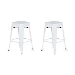 2 tabourets de bar blanc de 60 cm
