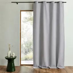 Rideau d&rsquo;ameublement occultant double face polyester gris 260 x 135