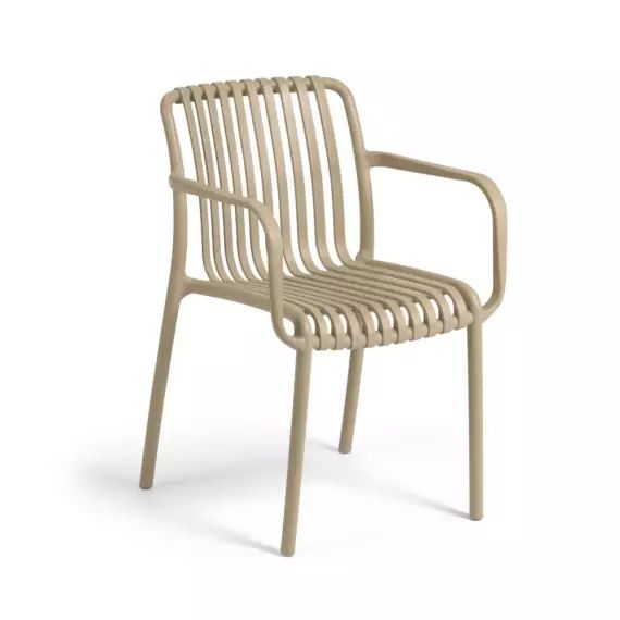 Isabellini – Lot de 4 chaises de jardin au design ergonomique – Couleur – Beige