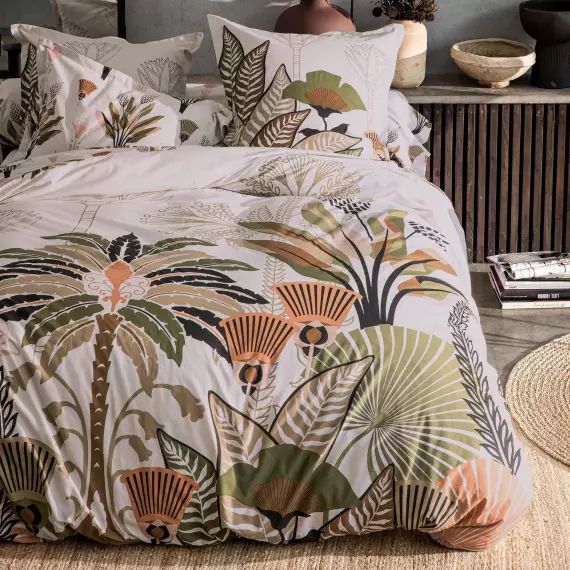 Housse de couette 240×260 verte en coton