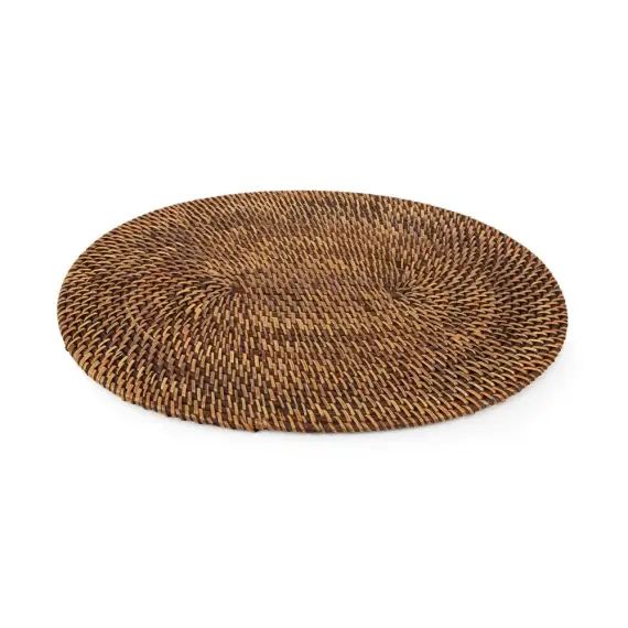 Set de table ovale en rotin brun naturel