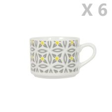 6 tasses en porcelaine aristo blanc décoré