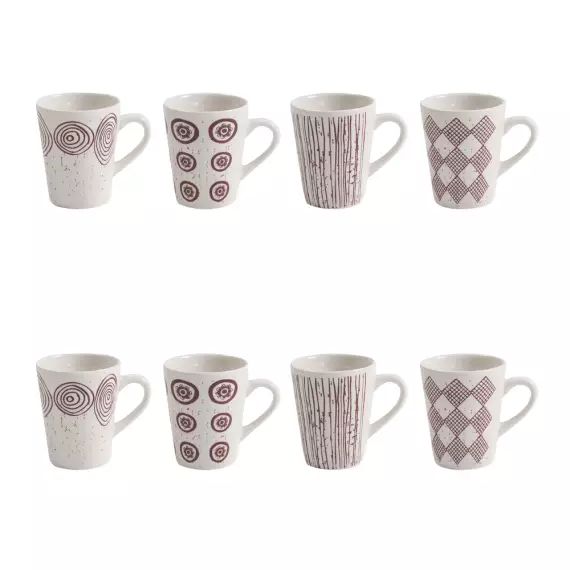 Coffret de 8 tasses   9 cl terra en porcelaine  rouge