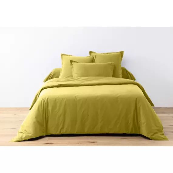 Parure housse de couette coton jaune 200×200 cm