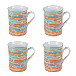 Coffret de 4 mugs 35 cm   en porcelaine  multicolore