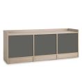 image de meubles tv scandinave Meuble tv avec 3 portes, couleur chêne/gris, 139 cm longueur