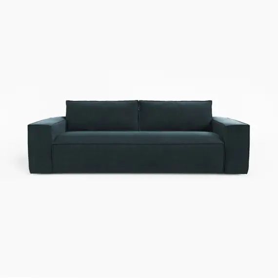 Canapé convertible express dunlopillo velours bleu paon 160cm
