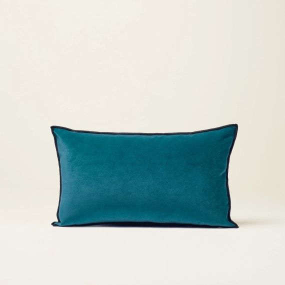 Housse de coussin DARIO bleu canard et bourdon noir – BLEU