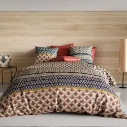 Parure housse de couette coton bleu 220×240 cm
