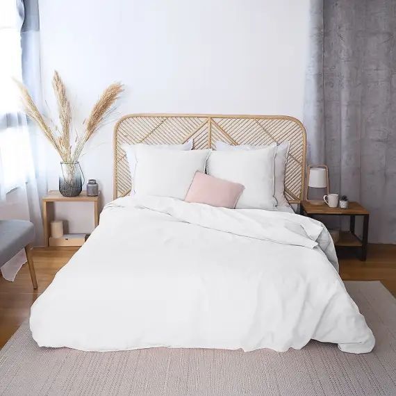 Parure housse de couette lin blanc 220×240 cm
