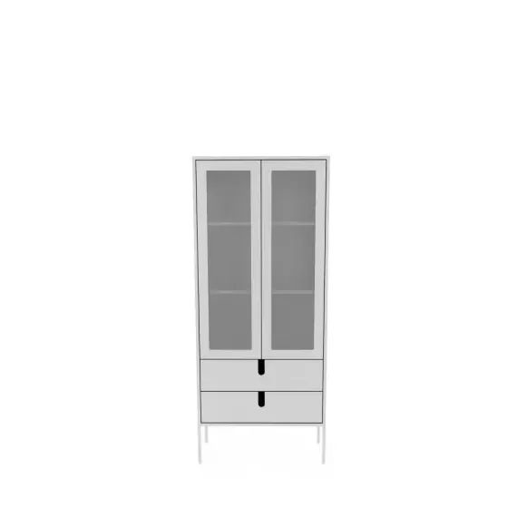 Uno – Vitrine en bois 2 portes 2 tiroirs H178cm
