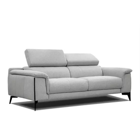 Canapé XXL droit 3 places tissu gris clair