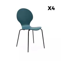 Lot de 4 chaises rétro empilables bleues l alice’s