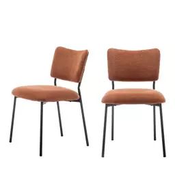 Vander – Lot de 2 chaises en tissu et métal – Couleur – Rouille