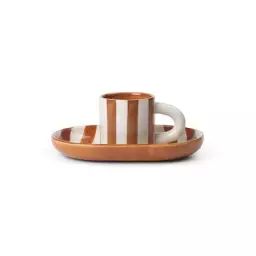 Tasse Vaisselle en Céramique, Grès émaillé – Couleur Orange – 19.57 x 19.57 x 11 cm