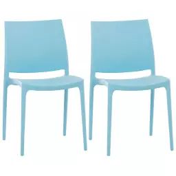 Lot 2 chaises de jardin empilables en plastique Bleu clair