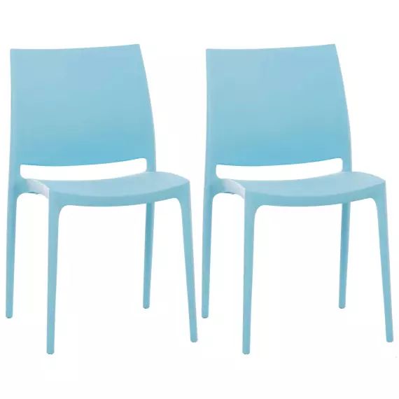 Lot 2 chaises de jardin empilables en plastique Bleu clair