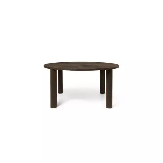 Table ronde Post en Bois, MDF plaqué chêne fumé – Couleur Marron – 132.19 x 132.19 x 73 cm