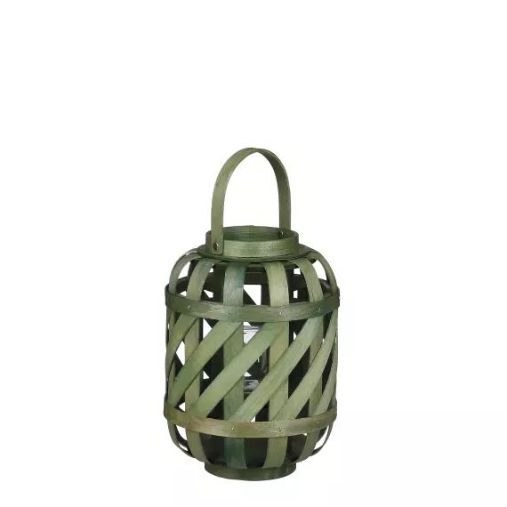 Lanterne en bois de pin vert foncé H32