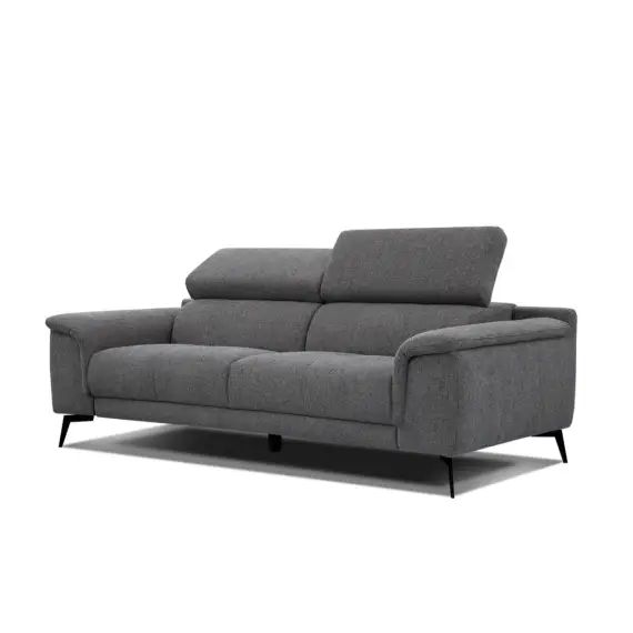 Canapé droit 3 places tissu gris foncé