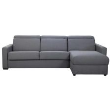 Canapé d’angle réversible et convertible avec coffre et têtières ajustables gris NORO