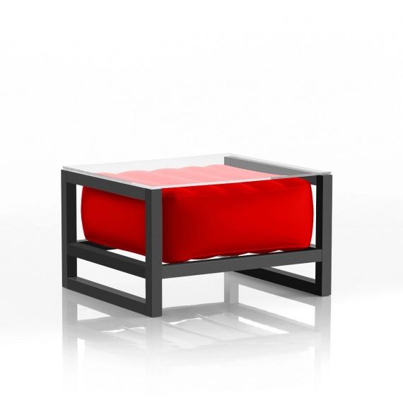 Table basse pvc rouge cadre en aluminium