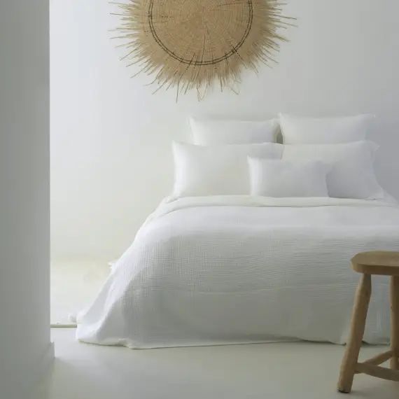 Dessus de lit gaze de coton blanc 240X255 CM